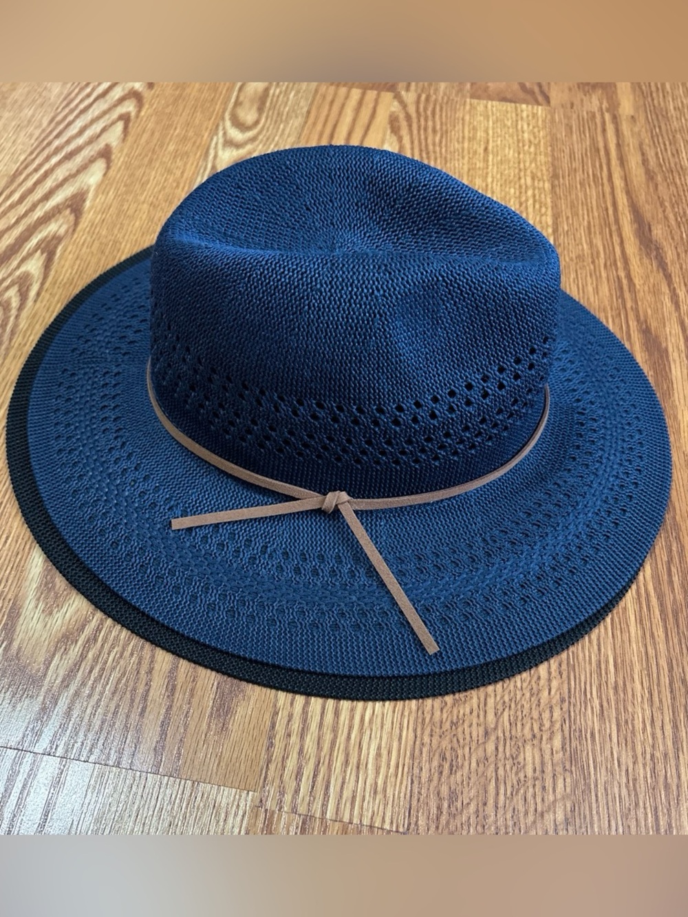 Lot of 2 Time & Tru Packable Fedora Solid Black/Navy Tie Accent Band One Size - Picture 10 of 11